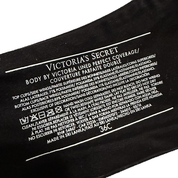 Victoria's Secret Bra Lightly Lined Lace-Cup Demi Bra, Black, 36C - Picture 9 of 9